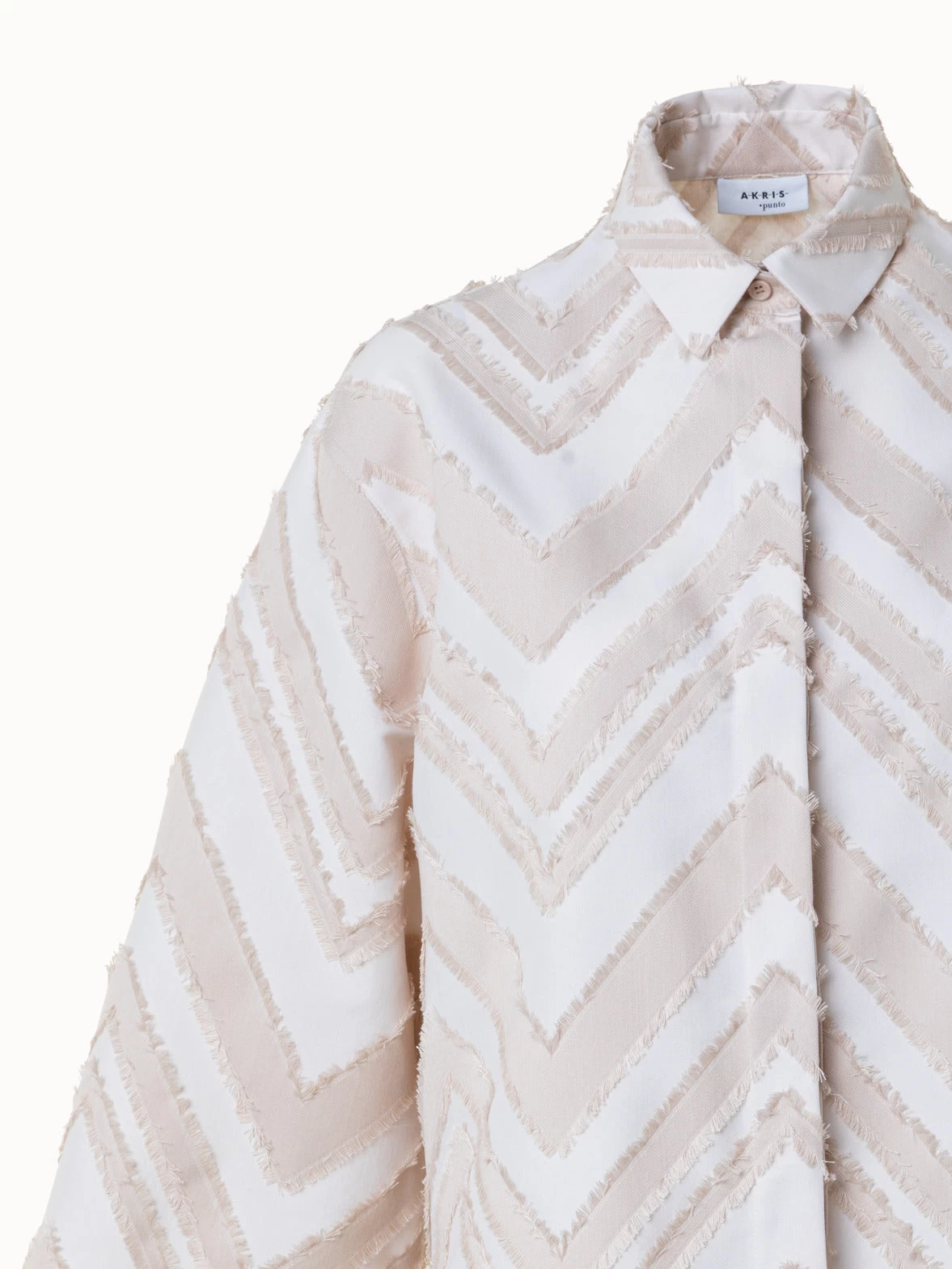 Fringed Zigzag Cotton Blend Jacquard Blouse - Image 4