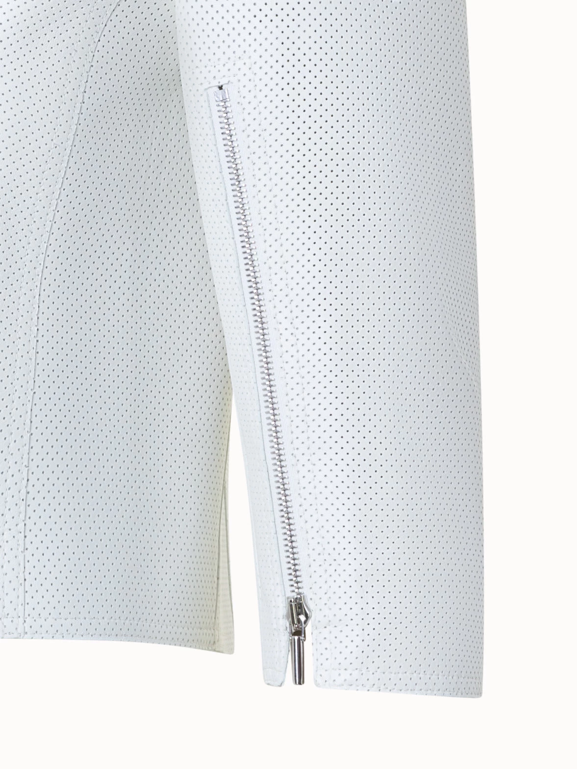 Perforated Pin Dot Nappa Leather Biker Jacket - Image 5