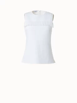 Stretch Denim Top With Fringe