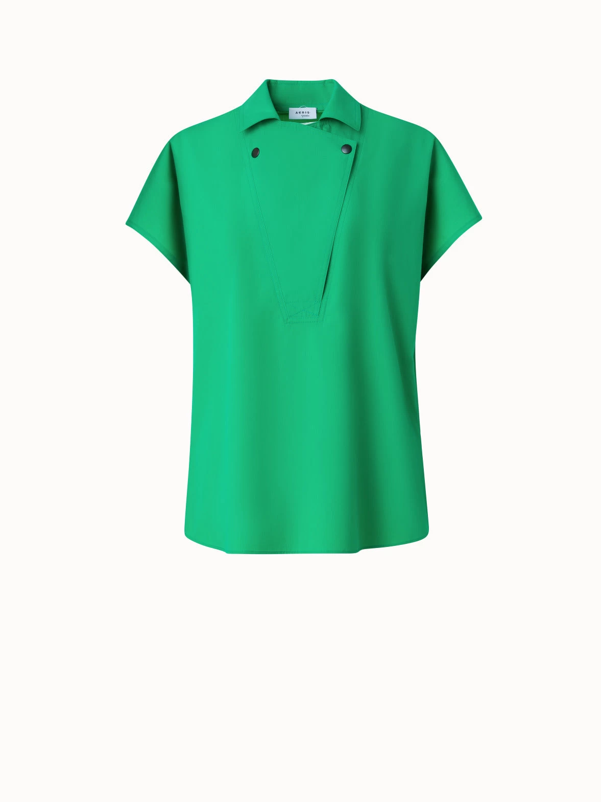 Cotton Poplin Blouse With Biker Collar