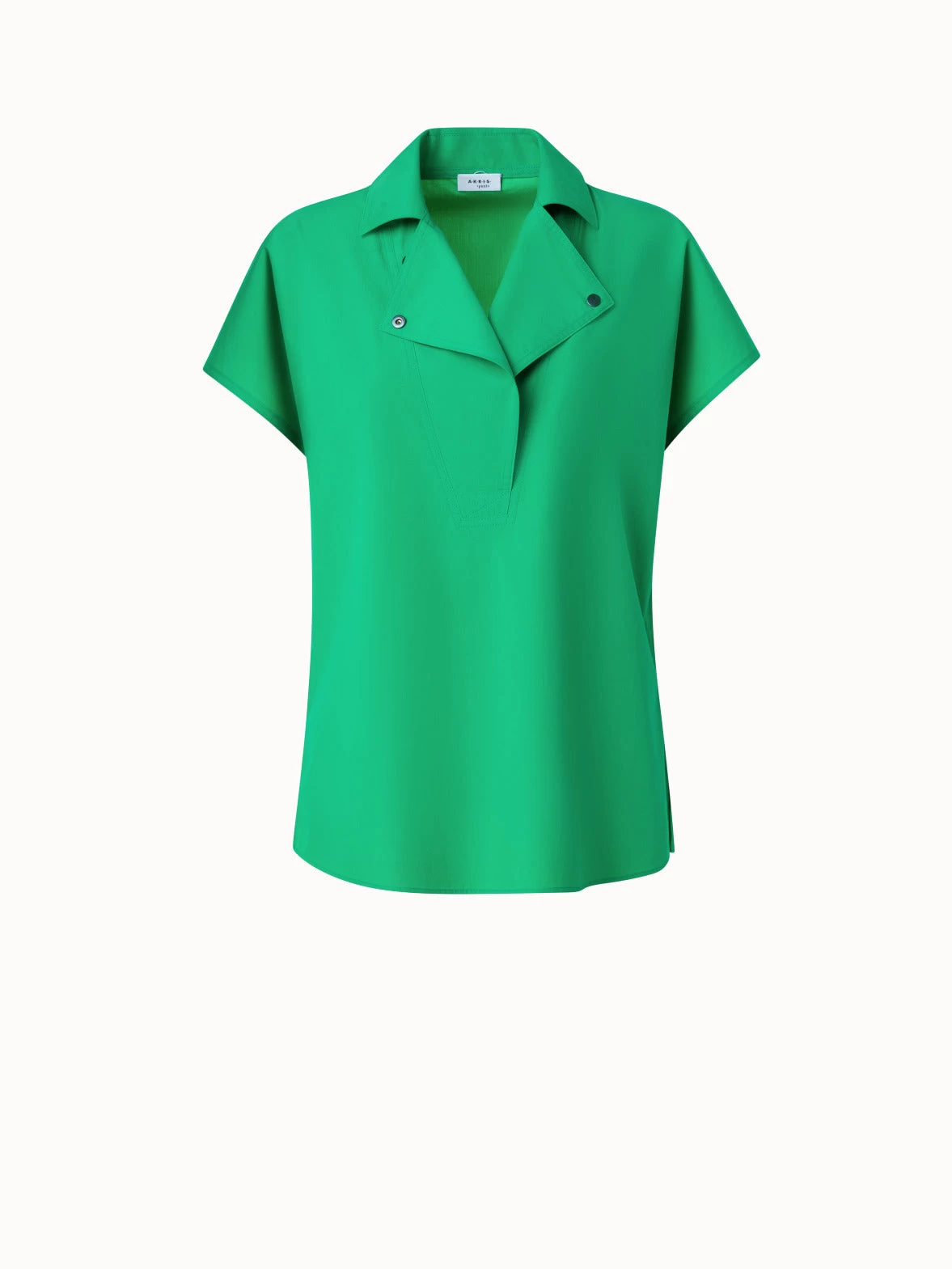 Cotton Poplin Blouse With Biker Collar - Image 3