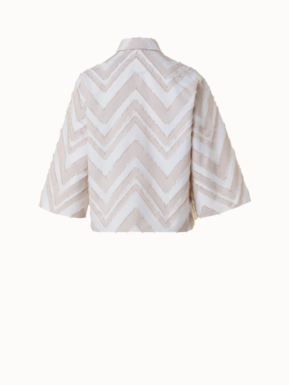 Fringed Zigzag Cotton Blend Jacquard Blouse - Image 2