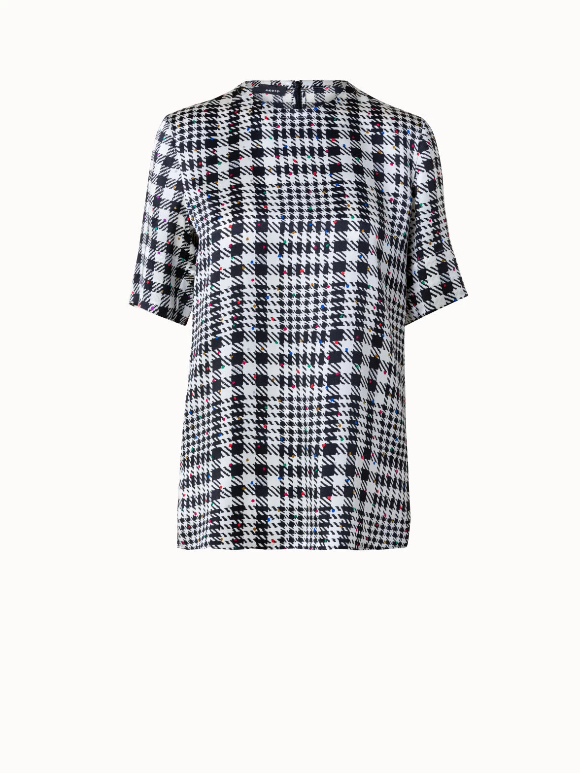 AKRIS Silk Satin Blouse With Tweed Check Print - Image 2