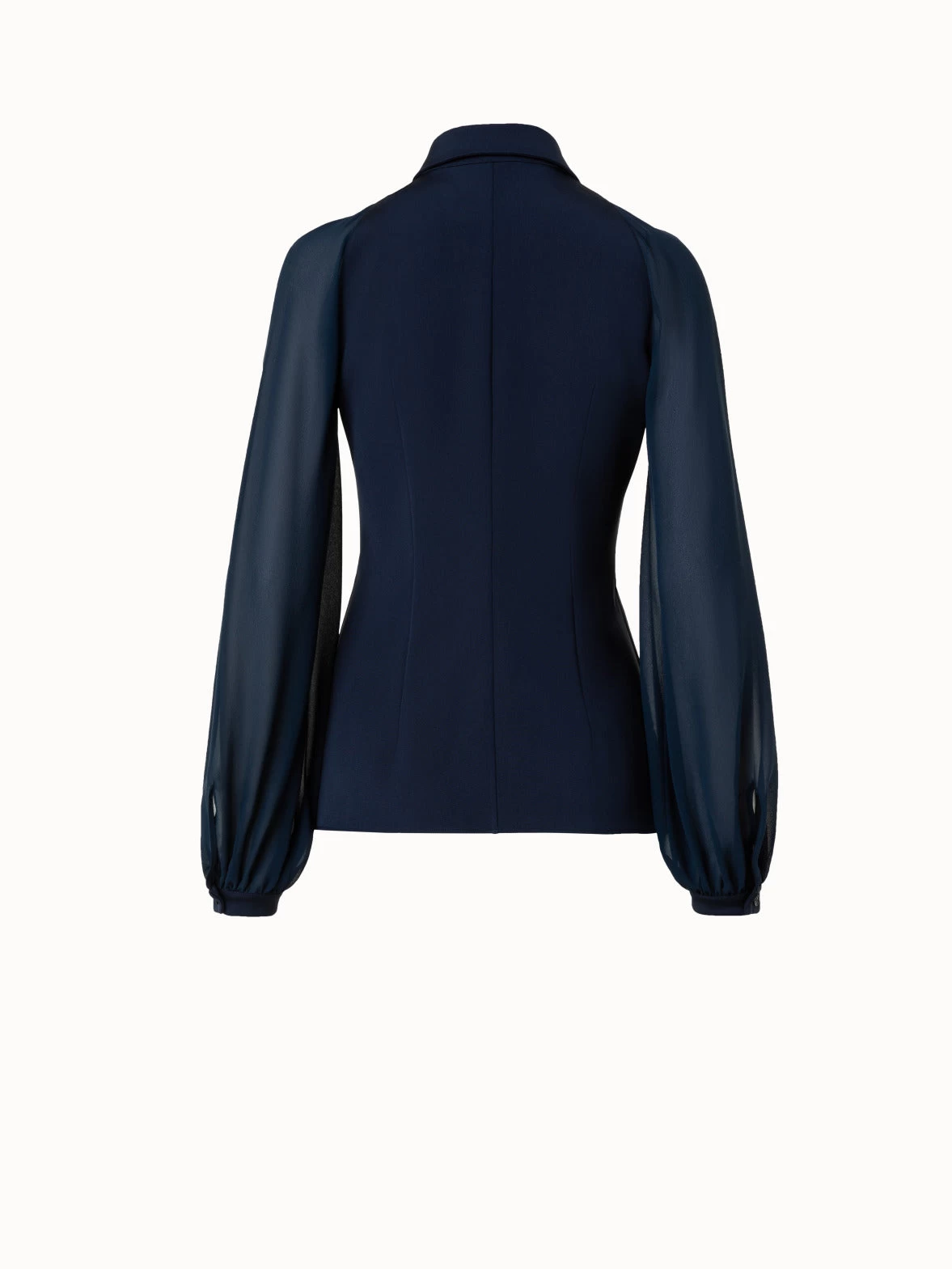 AKRIS Silk Stretch Crêpe Blouse With Transparent Organza Sleeves - Image 2