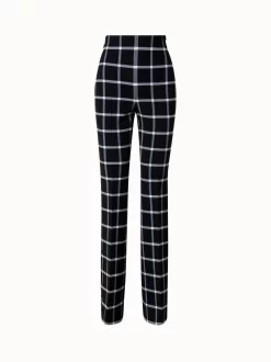 AKRIS Checked Wool Stretch Double-Face Bootcut Pants