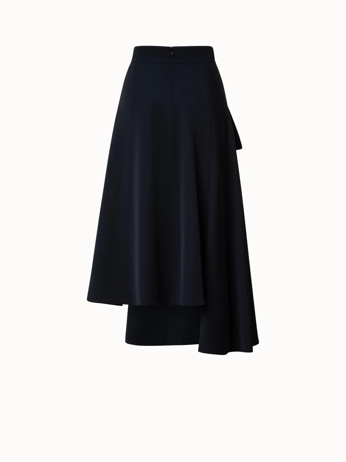 AKRIS Wool Gabardine Asymmetrical Midi Skirt With Leather Pocket - Image 3