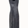 AKRIS Houndstooth Sequins On Organza Midi Dress