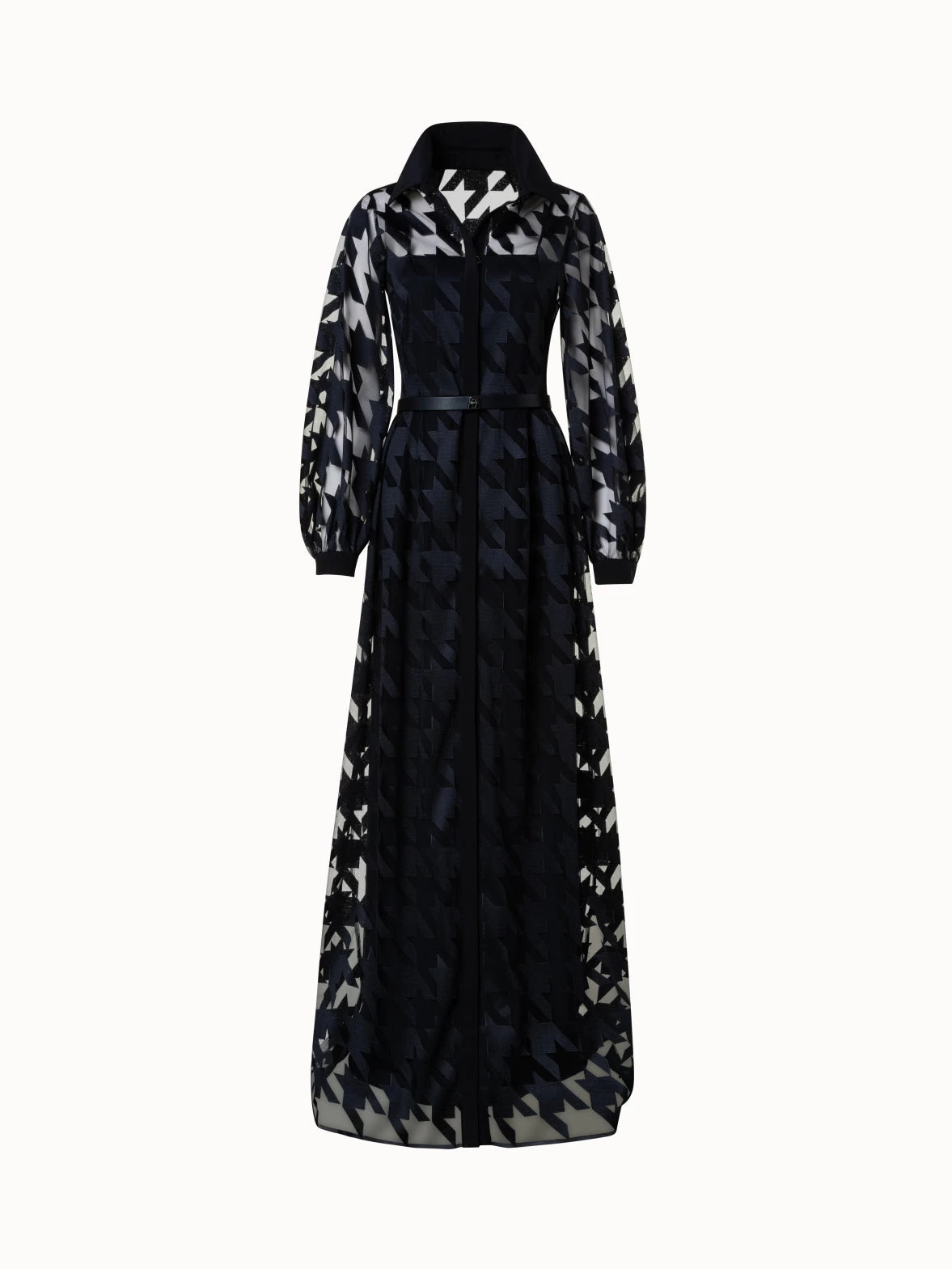 AKRIS Houndstooth Embroidery On Tulle Gown - Image 3