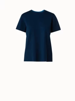 AKRIS Reversible Wool Silk Stretch Double-Face Knit Top