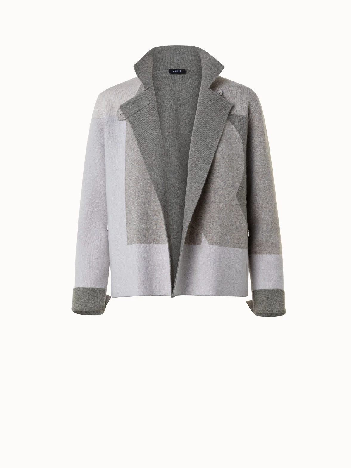 AKRIS Reversible Cashmere Knit Composed Letters Intarsia Double-Face Jacket - Image 2