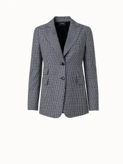 AKRIS Microcheck Wool Long Jacket