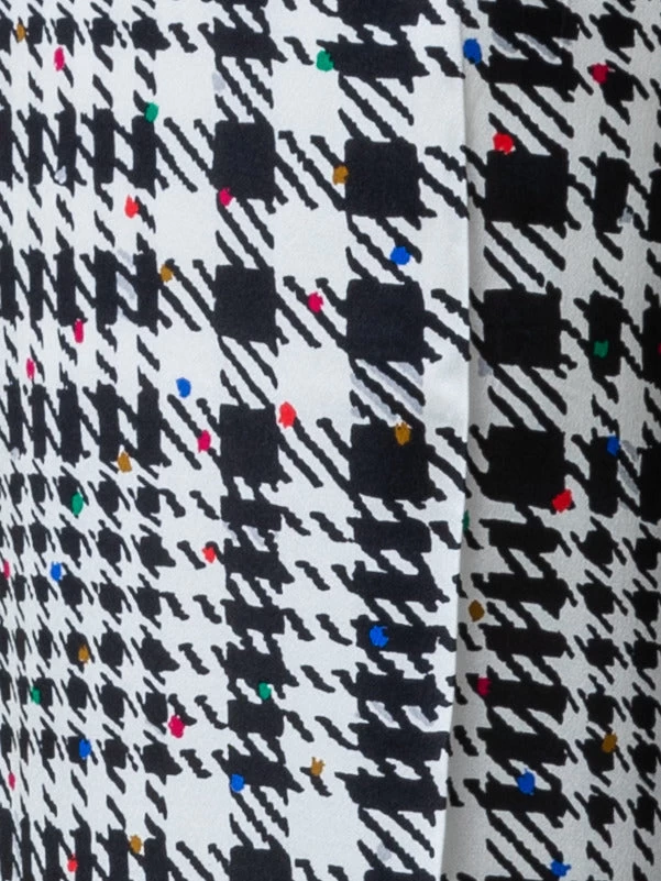 AKRIS Silk Satin Wide Leg Pants With Tweed Check Print - Image 5