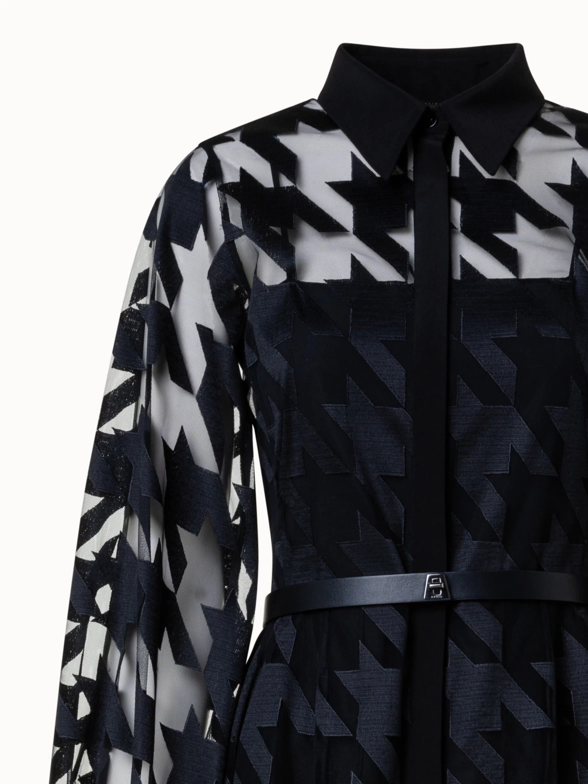 AKRIS Houndstooth Embroidery On Tulle Gown - Image 4