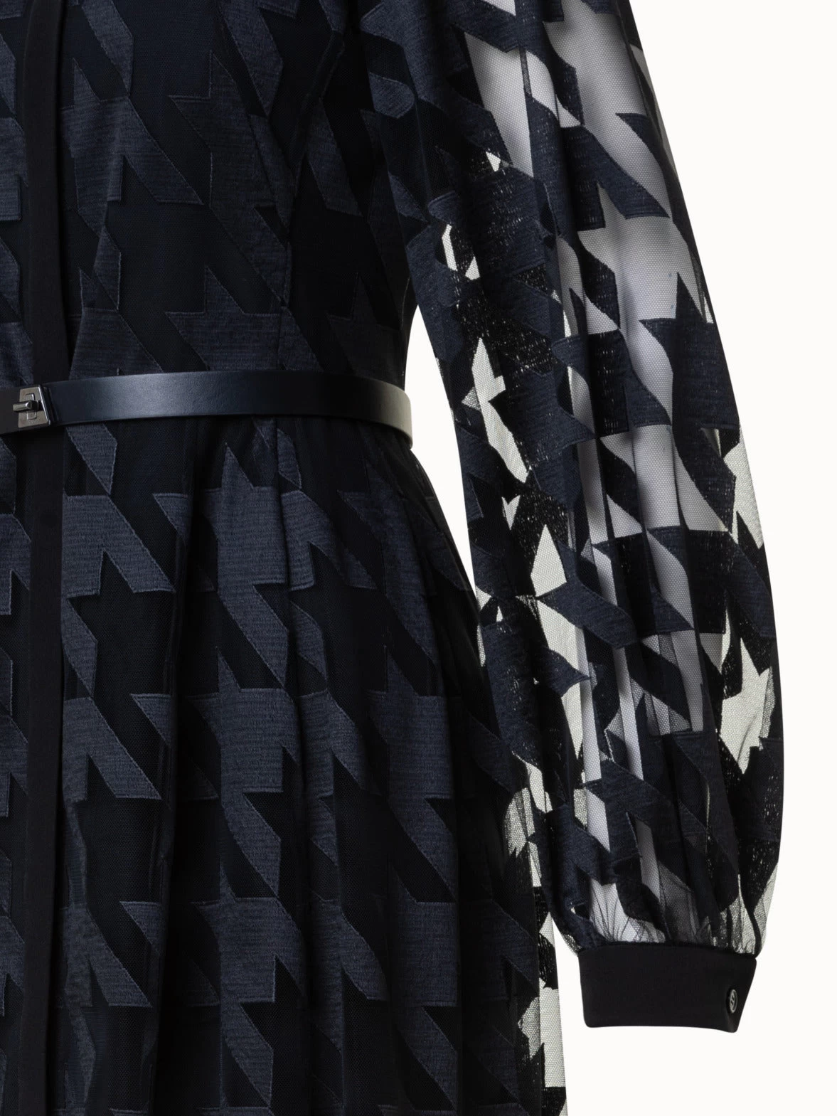 AKRIS Houndstooth Embroidery On Tulle Gown - Image 5