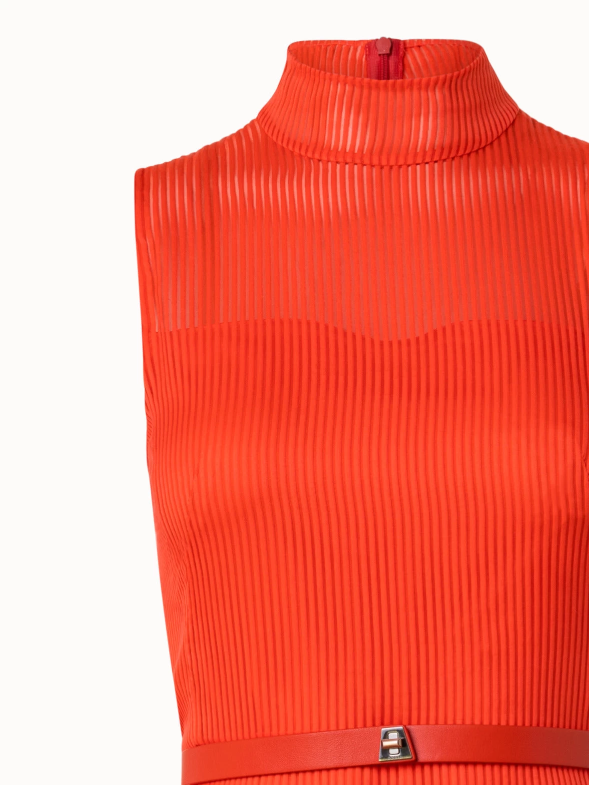 AKRIS Striped Cotton Silk Organza Midi Dress - Image 3