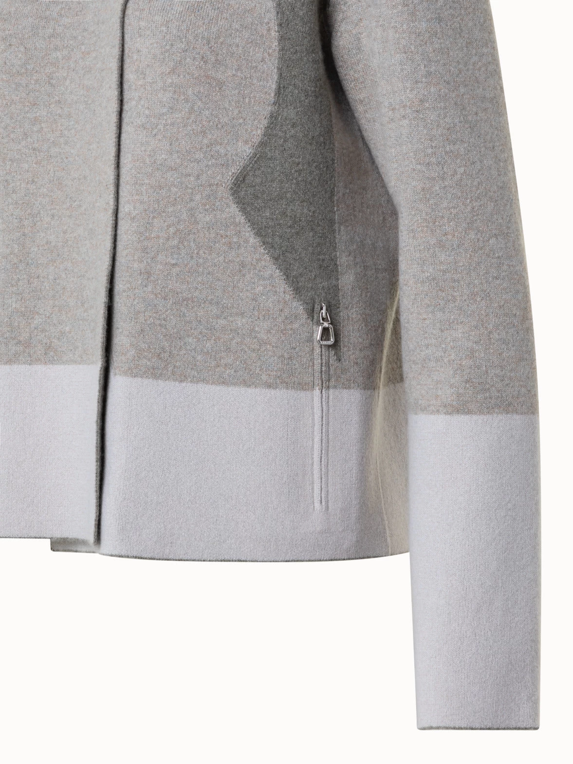 AKRIS Reversible Cashmere Knit Composed Letters Intarsia Double-Face Jacket - Image 7