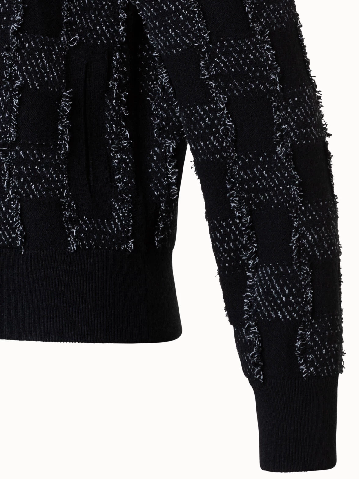 AKRIS Cashmere Cotton Square Fringe Jacquard Knit Cardigan - Image 5