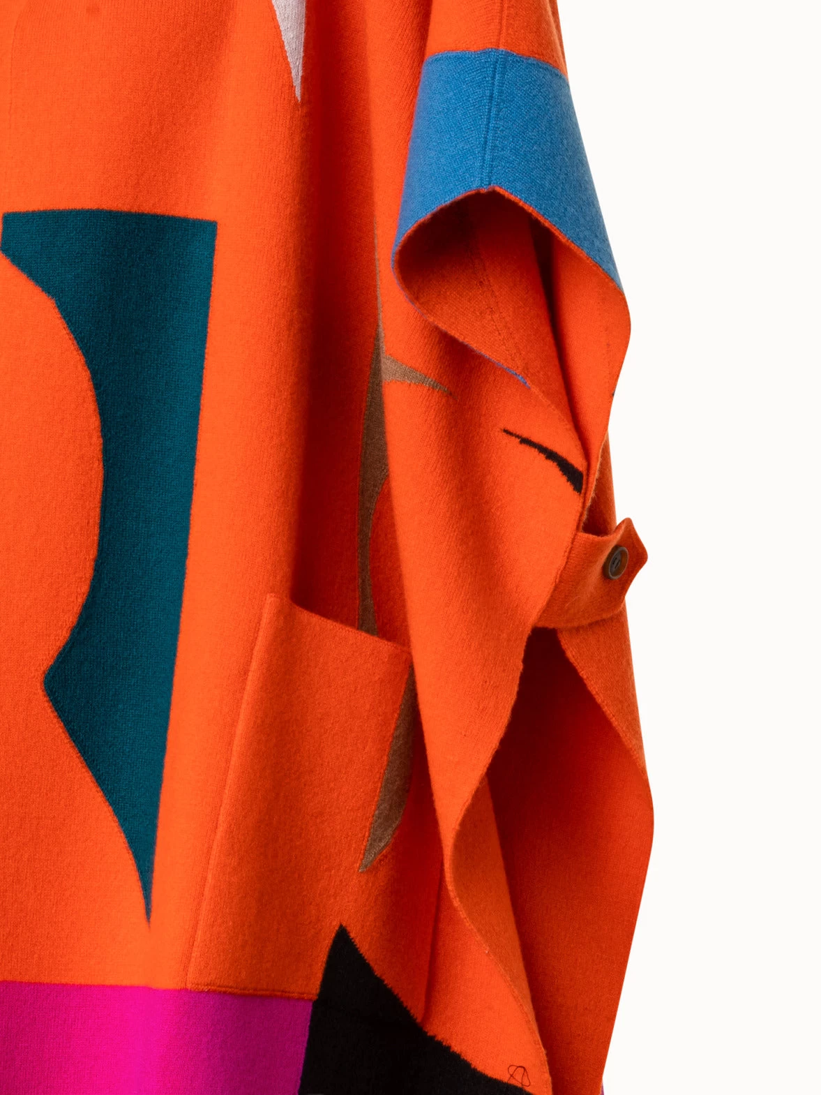 AKRIS Reversible Cashmere Knit Composed Letters Intarsia Double-Face Cape - Image 6