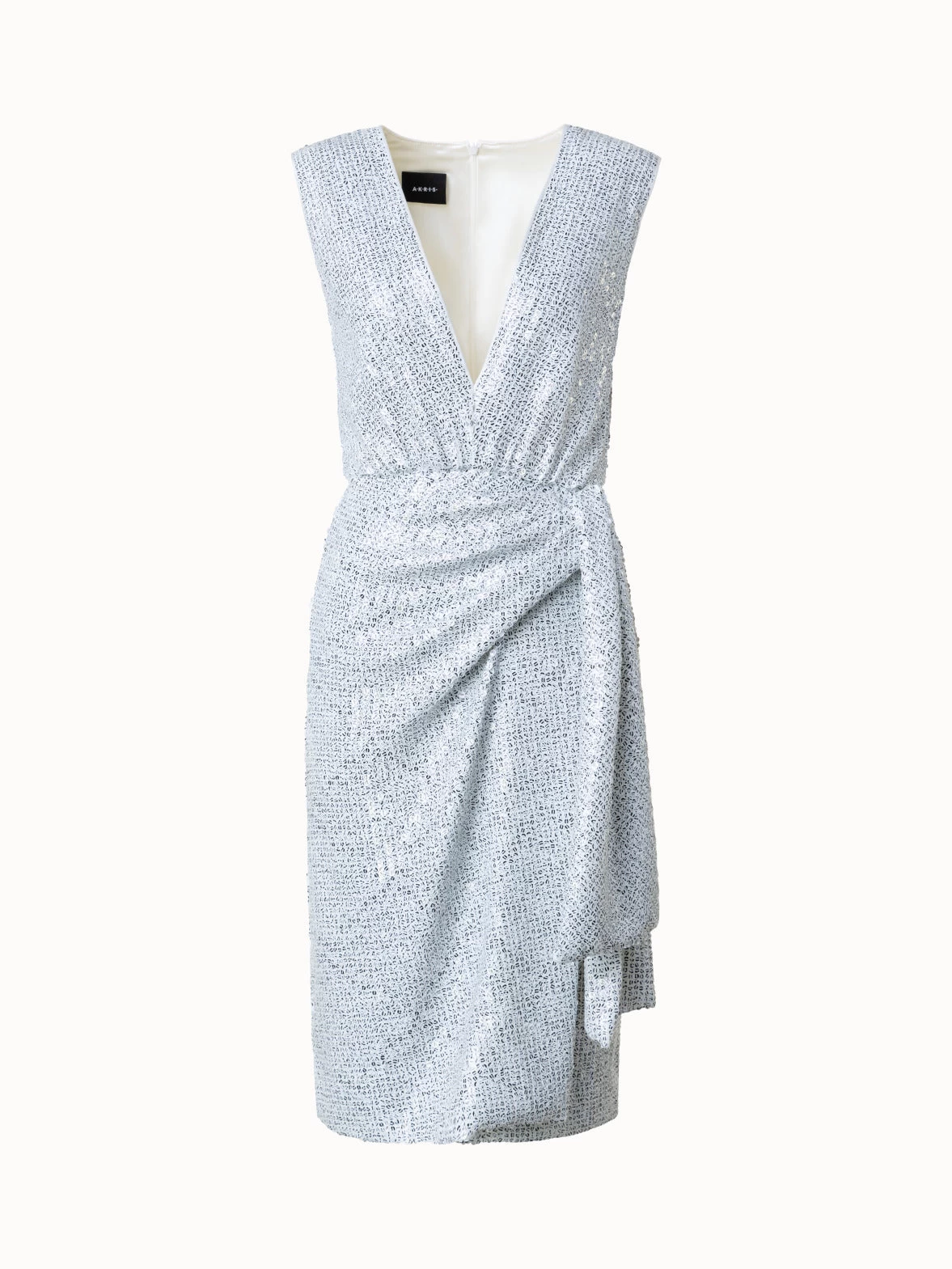 AKRIS Draped Two-Tone Sequins Dress