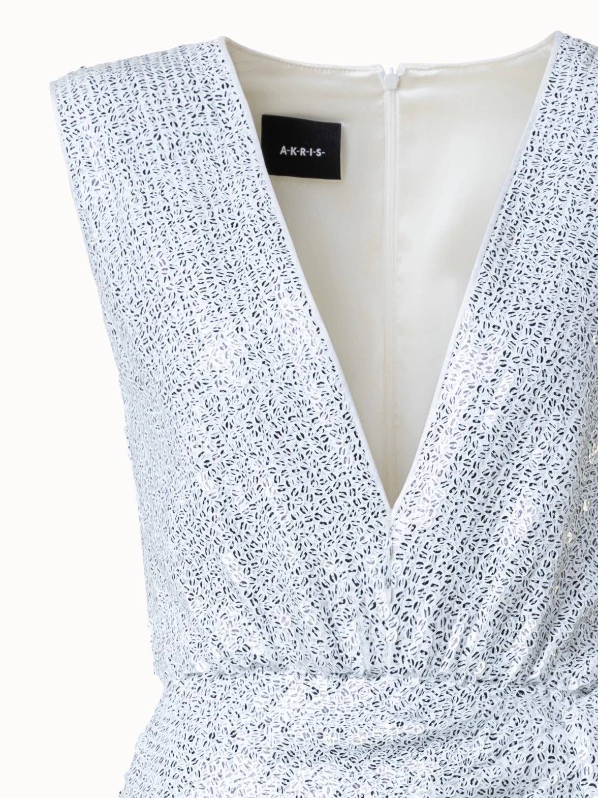 AKRIS Draped Two-Tone Sequins Dress - Image 4