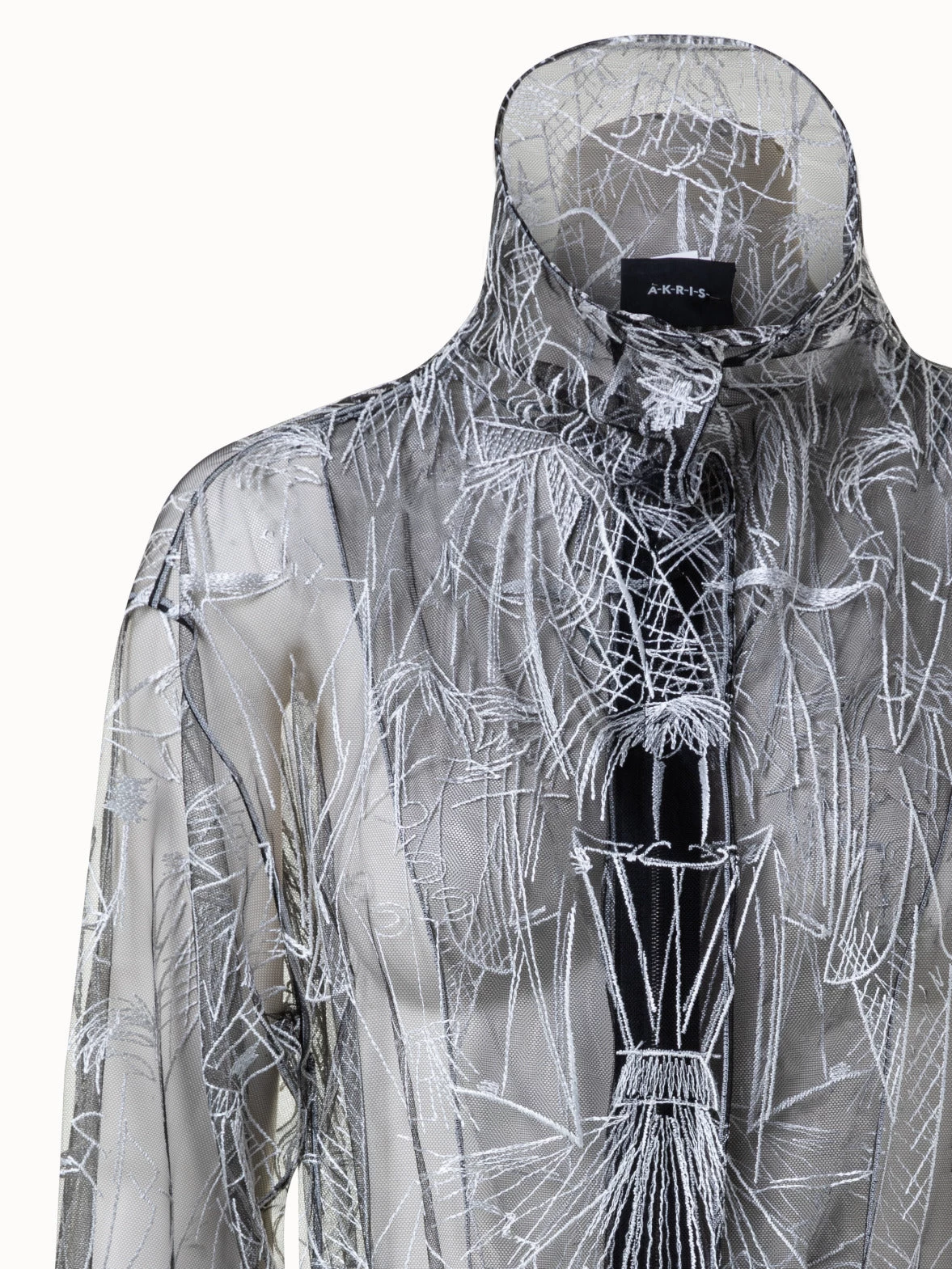 AKRIS Techno Tulle Parka With Croquis Embroidery - Image 6