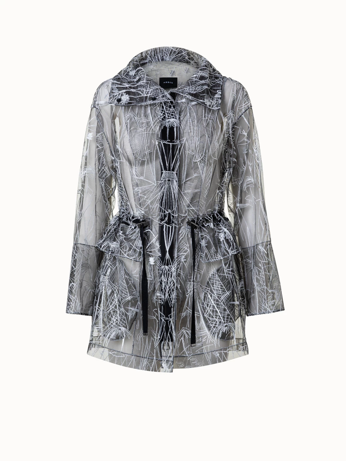 AKRIS Techno Tulle Parka With Croquis Embroidery - Image 3