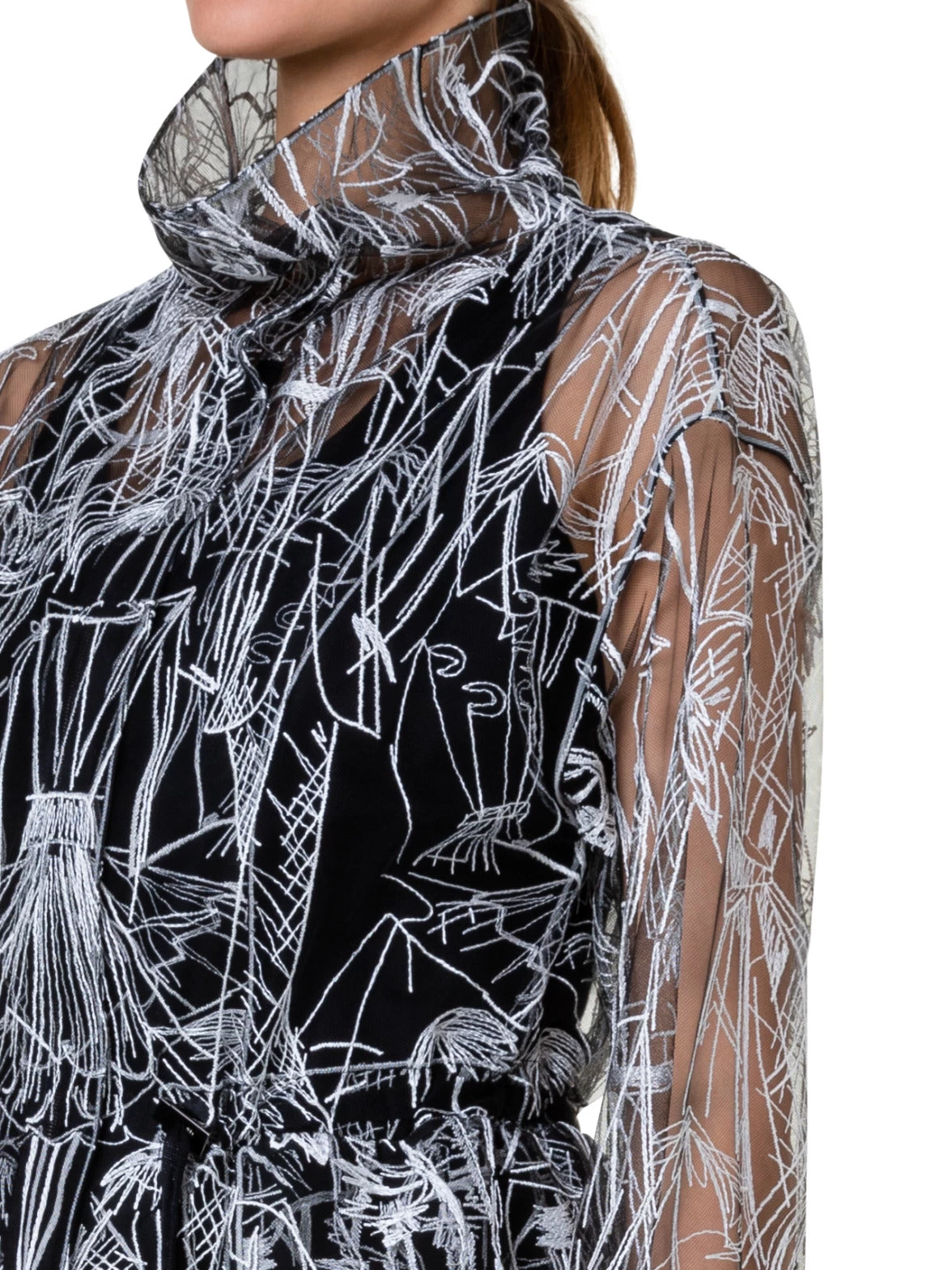 AKRIS Techno Tulle Parka With Croquis Embroidery - Image 4