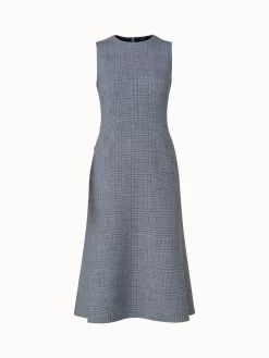 AKRIS Checked Wool Double-Face Midi Dress