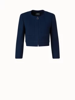 AKRIS Wool Crêpe Double-Face Short Jacket