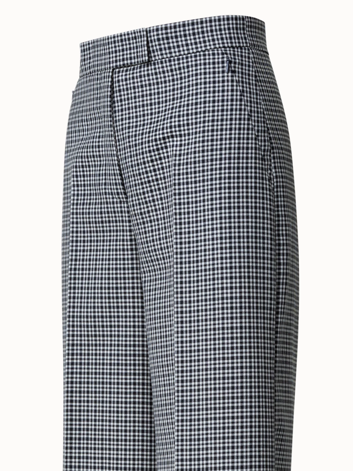 AKRIS Microcheck Wool Wide Leg Pants - Image 4