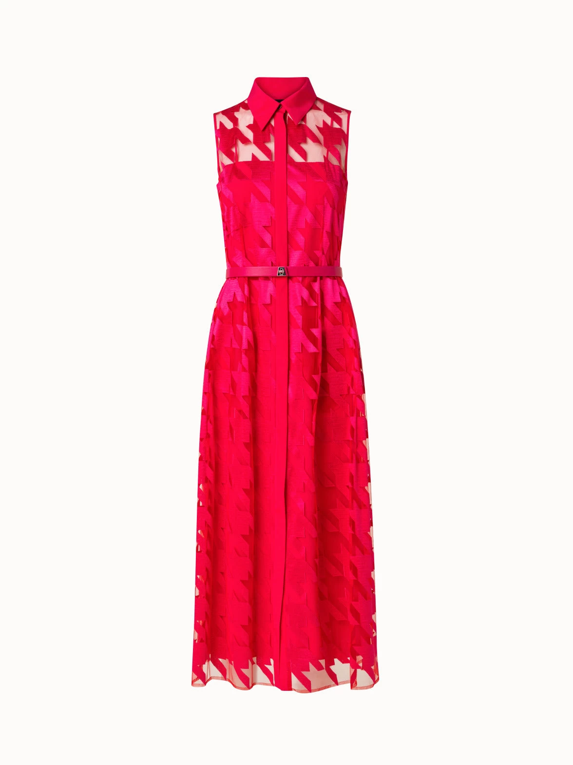 AKRIS Houndstooth Embroidery On Tulle Midi Dress - Image 3