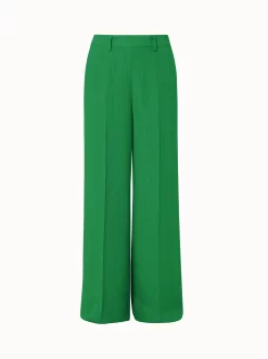 AKRIS Linen Wool Crêpe Double-Face Wide Leg Pants