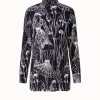 AKRIS Silk Crêpe Tunic Blouse With Croquis Print