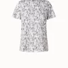 AKRIS Cotton Jersey T-Shirt With Croquis Druck