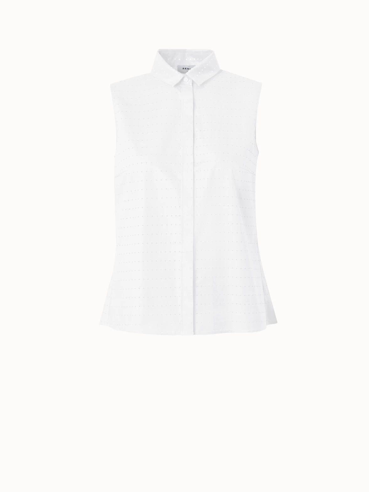 Perforated Pin Dot Cotton Poplin Blouse - Image 3