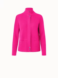 AKRIS Cashmere Piqué Knit Zip Cardigan