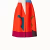 AKRIS Cotton Silk Double-Face A-Line Skirt With Composed Letters Print