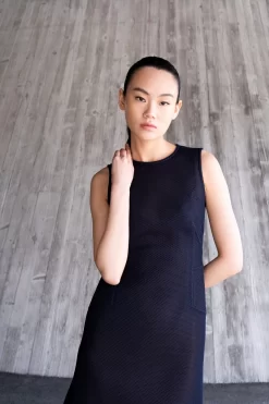 AKRIS Techno Grid Midi Dress