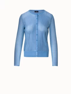 AKRIS Silk Cotton Structured Stripe Knit Top