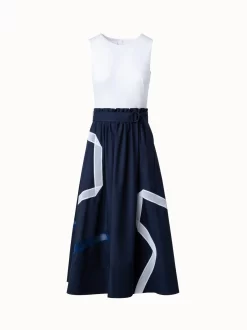 Techno Mesh Tape Intarsia Dress With Jersey Top