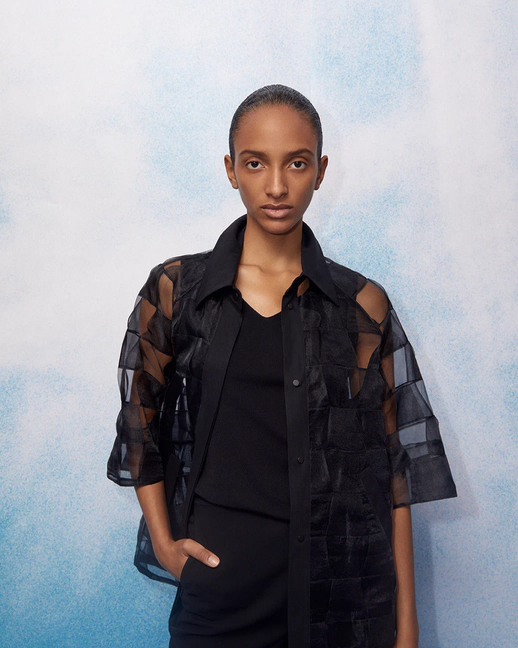 AKRIS Mirrored Trapezoid Techno Organza Jacket - Image 2