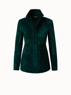 AKRIS Fitted Lamb Suede Leather Jacket