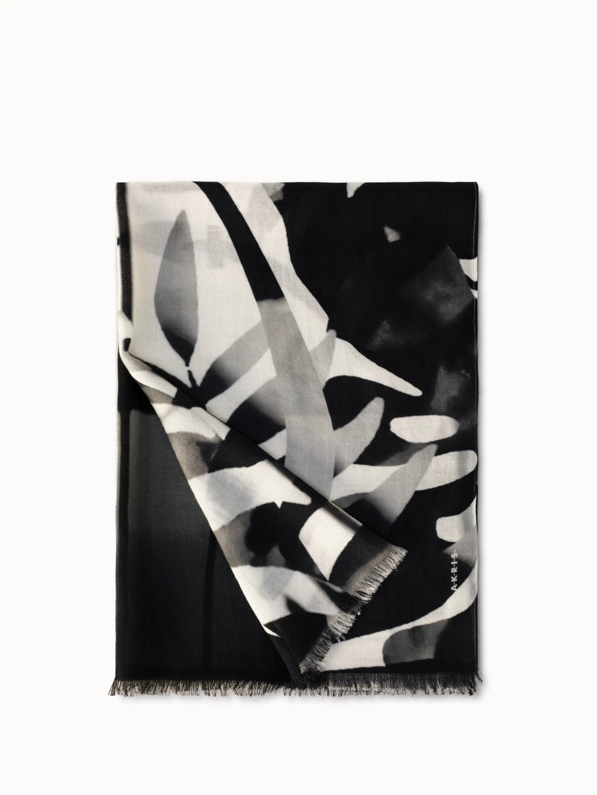 AKRIS Leaf Print Cashmere Silk Scarf - Image 3