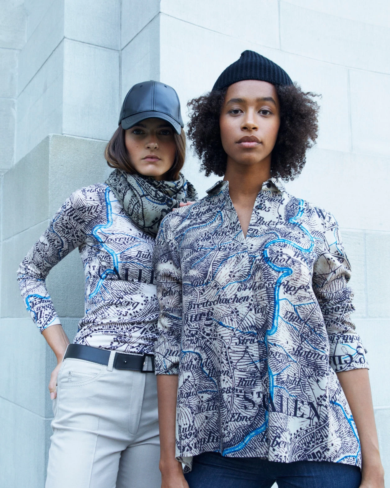 AKRIS Cashmere Silk Jersey Vintage St. Gallen Map Print - Image 2